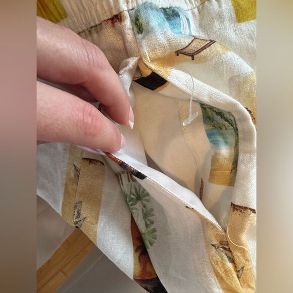 C&C California Linen Blend Vacation Print Wide Leg Pants Large - Picture 4 of 6